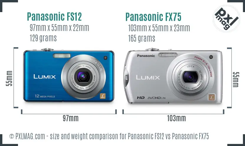 Panasonic FS12 vs Panasonic FX75 size comparison