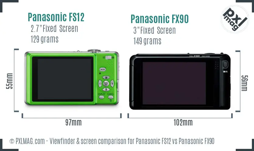 Panasonic FS12 vs Panasonic FX90 Screen and Viewfinder comparison