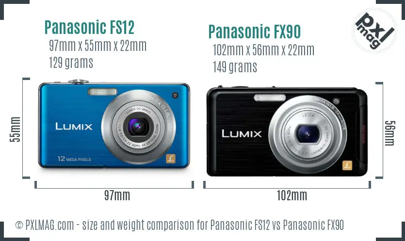 Panasonic FS12 vs Panasonic FX90 size comparison