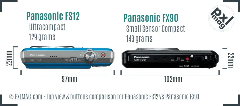 Panasonic FS12 vs Panasonic FX90 top view buttons comparison