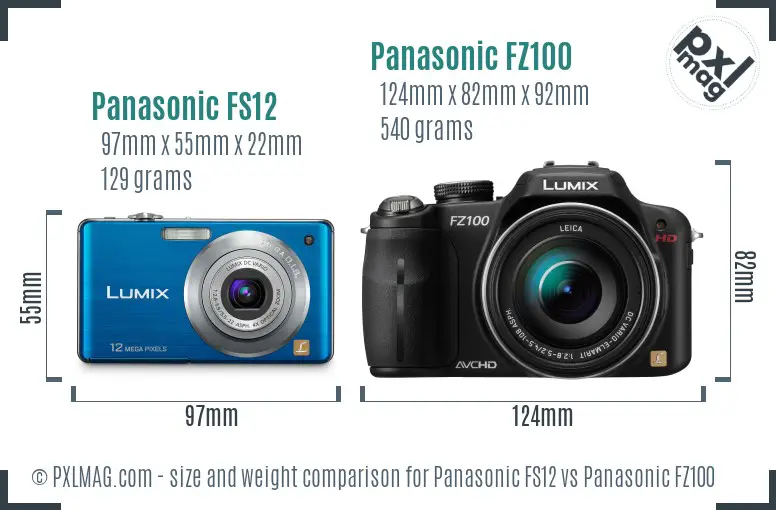 Panasonic FS12 vs Panasonic FZ100 size comparison