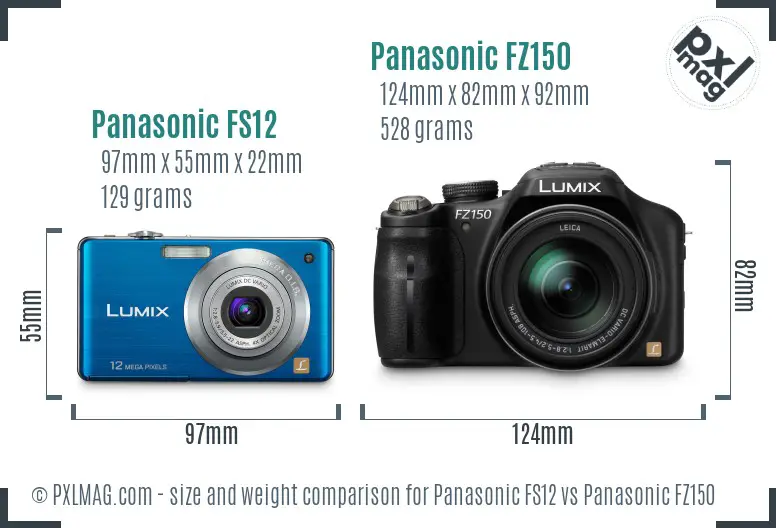 Panasonic FS12 vs Panasonic FZ150 size comparison