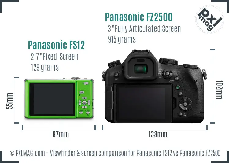 Panasonic FS12 vs Panasonic FZ2500 Screen and Viewfinder comparison