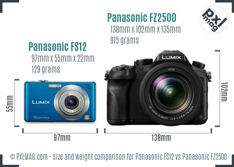 Panasonic FS12 vs Panasonic FZ2500 size comparison