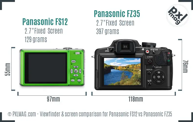 Panasonic FS12 vs Panasonic FZ35 Screen and Viewfinder comparison Panasonic FS12 vs Panasonic FZ35 Screen and Viewfinder comparison