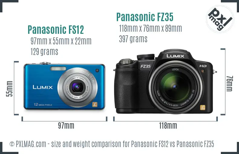 Panasonic FS12 vs Panasonic FZ35 size comparison Panasonic FS12 vs Panasonic FZ35 size comparison