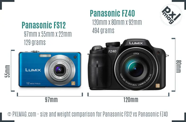 Panasonic FS12 vs Panasonic FZ40 size comparison Panasonic FS12 vs Panasonic FZ40 size comparison