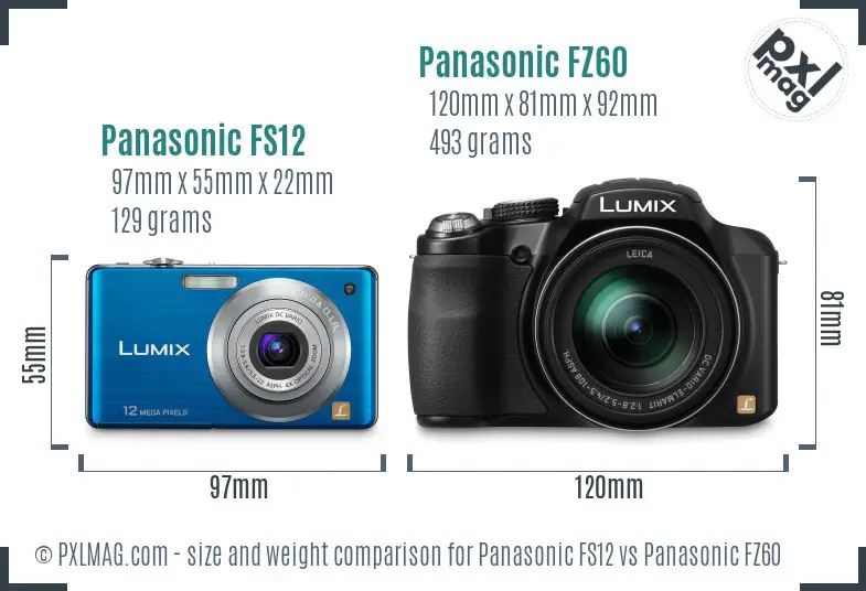 Panasonic FS12 vs Panasonic FZ60 size comparison Panasonic FS12 vs Panasonic FZ60 size comparison