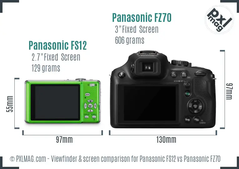 Panasonic FS12 vs Panasonic FZ70 Screen and Viewfinder comparison