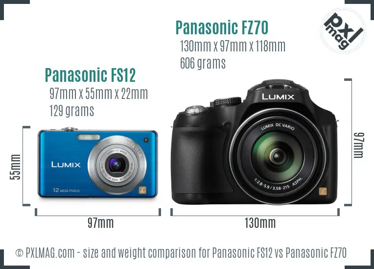 Panasonic FS12 vs Panasonic FZ70 size comparison