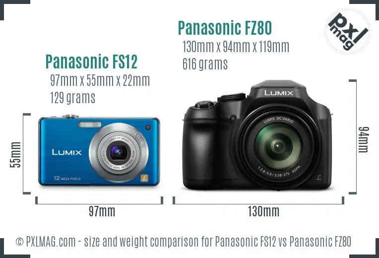 Panasonic FS12 vs Panasonic FZ80 size comparison