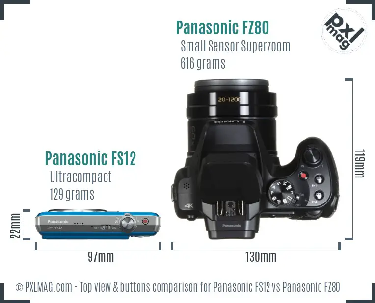 Panasonic FS12 vs Panasonic FZ80 top view buttons comparison