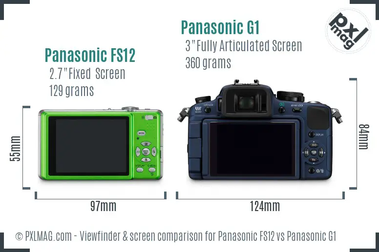 Panasonic FS12 vs Panasonic G1 Screen and Viewfinder comparison