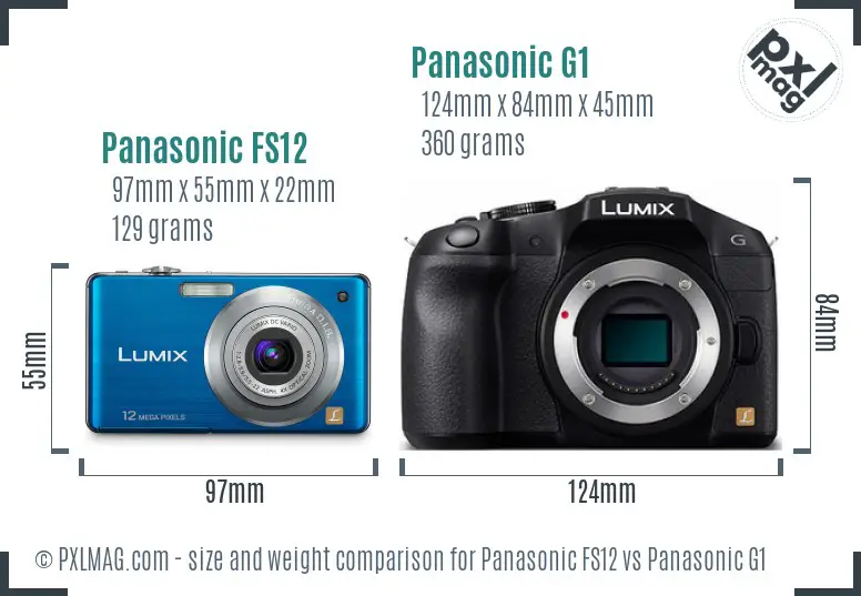 Panasonic FS12 vs Panasonic G1 size comparison