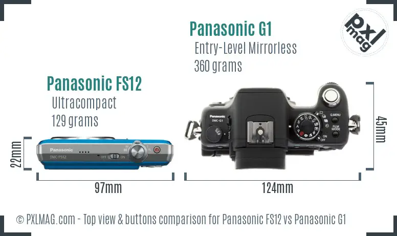 Panasonic FS12 vs Panasonic G1 top view buttons comparison