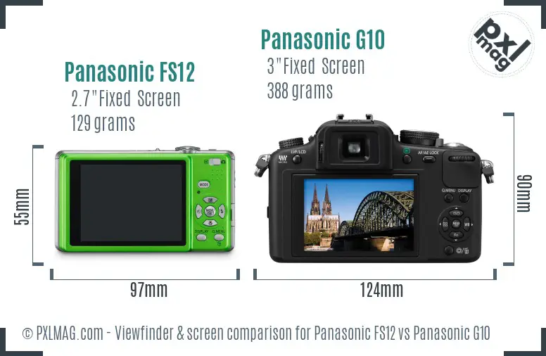 Panasonic FS12 vs Panasonic G10 Screen and Viewfinder comparison