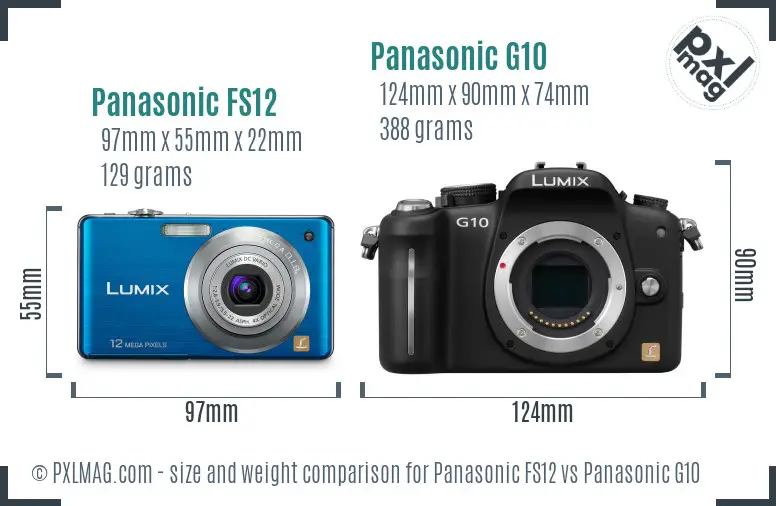 Panasonic FS12 vs Panasonic G10 size comparison