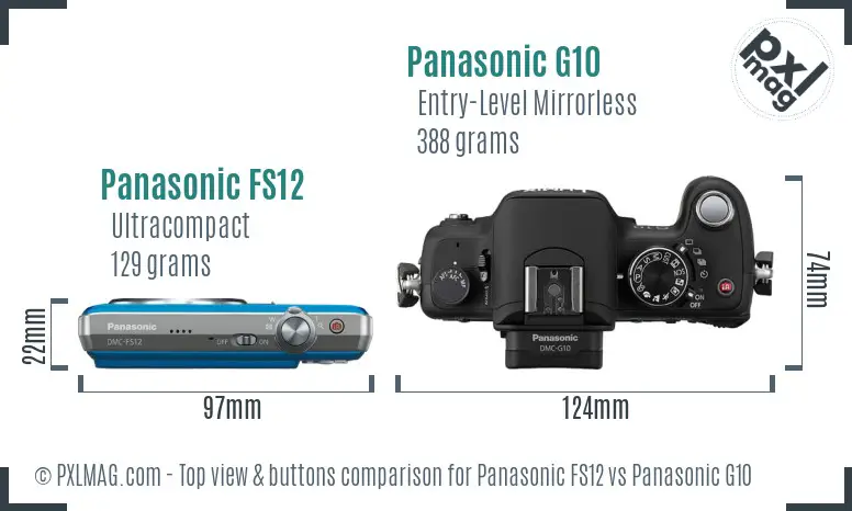 Panasonic FS12 vs Panasonic G10 top view buttons comparison