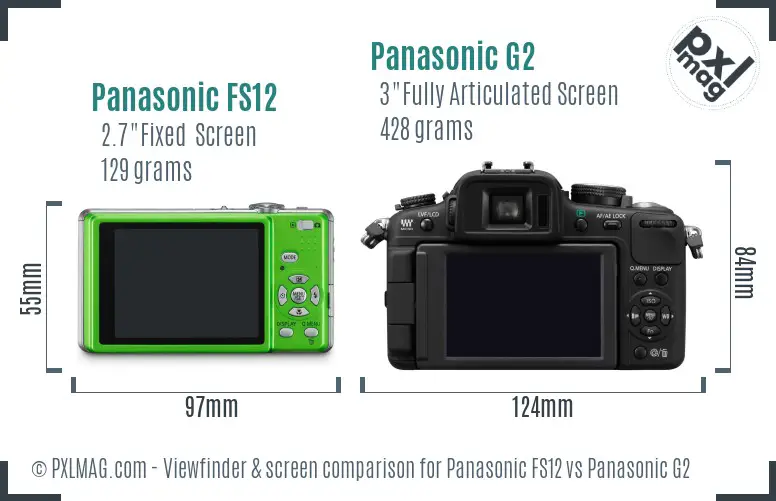 Panasonic FS12 vs Panasonic G2 Screen and Viewfinder comparison