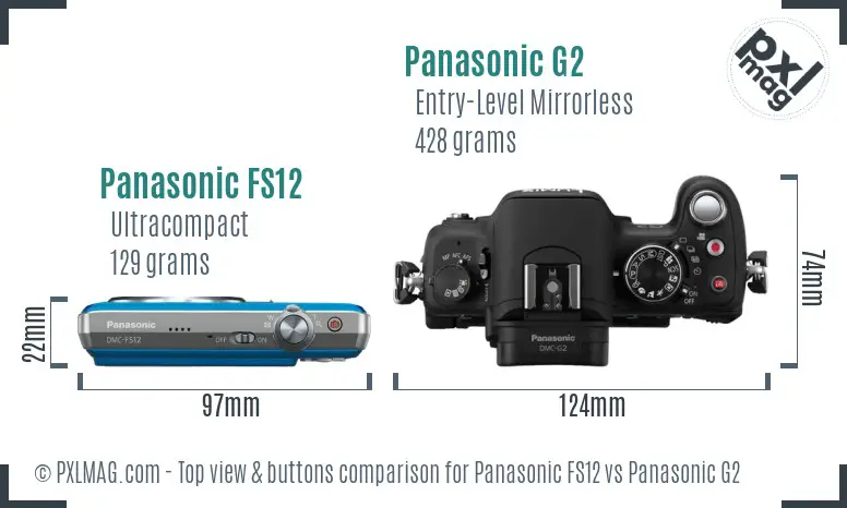 Panasonic FS12 vs Panasonic G2 top view buttons comparison