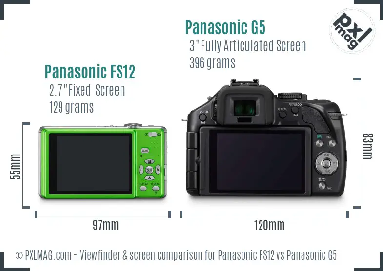 Panasonic FS12 vs Panasonic G5 Screen and Viewfinder comparison