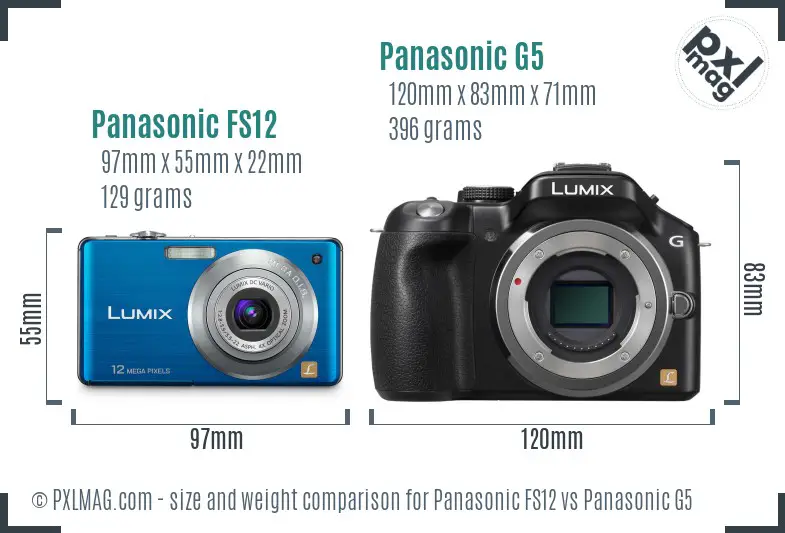 Panasonic FS12 vs Panasonic G5 size comparison