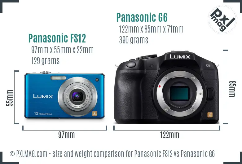 Panasonic FS12 vs Panasonic G6 size comparison