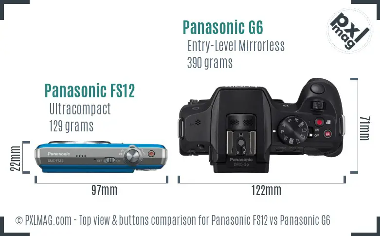 Panasonic FS12 vs Panasonic G6 top view buttons comparison