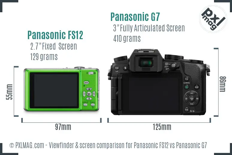 Panasonic FS12 vs Panasonic G7 Screen and Viewfinder comparison