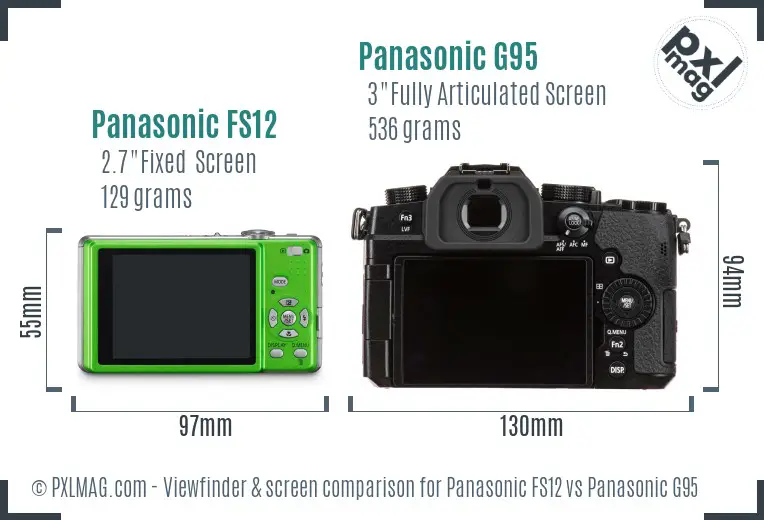 Panasonic FS12 vs Panasonic G95 Screen and Viewfinder comparison Panasonic FS12 vs Panasonic G95 Screen and Viewfinder comparison