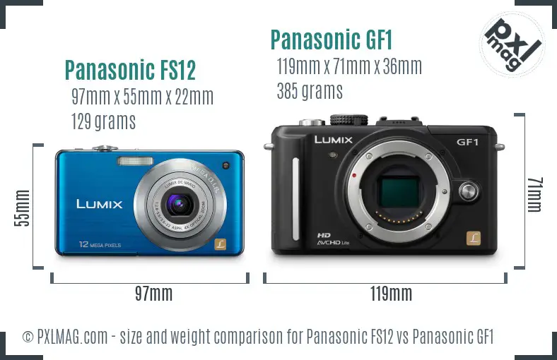 Panasonic FS12 vs Panasonic GF1 size comparison