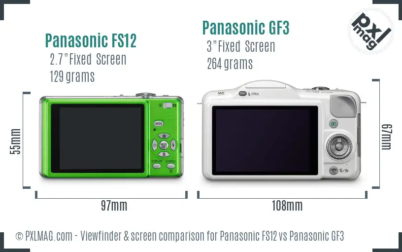 Panasonic FS12 vs Panasonic GF3 Screen and Viewfinder comparison Panasonic FS12 vs Panasonic GF3 Screen and Viewfinder comparison