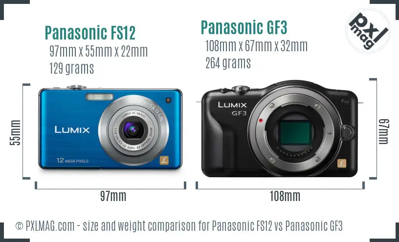 Panasonic FS12 vs Panasonic GF3 size comparison Panasonic FS12 vs Panasonic GF3 size comparison