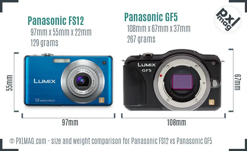 Panasonic FS12 vs Panasonic GF5 size comparison