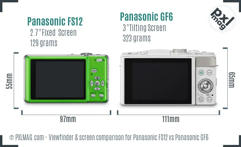 Panasonic FS12 vs Panasonic GF6 Screen and Viewfinder comparison