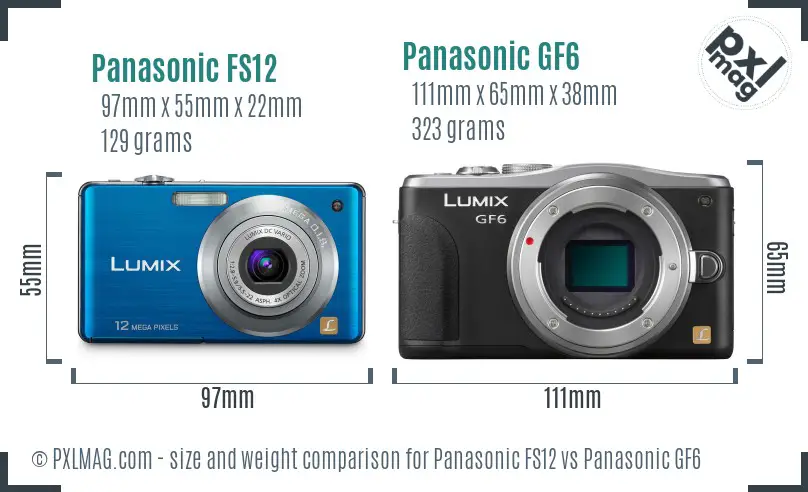 Panasonic FS12 vs Panasonic GF6 size comparison