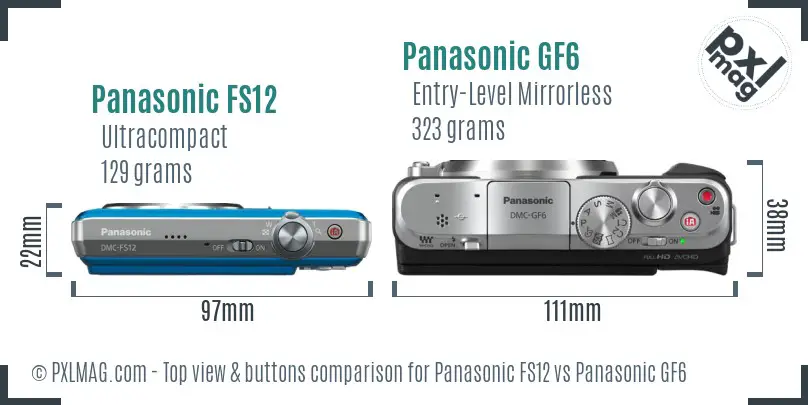 Panasonic FS12 vs Panasonic GF6 top view buttons comparison