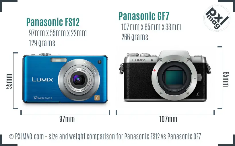 Panasonic FS12 vs Panasonic GF7 size comparison