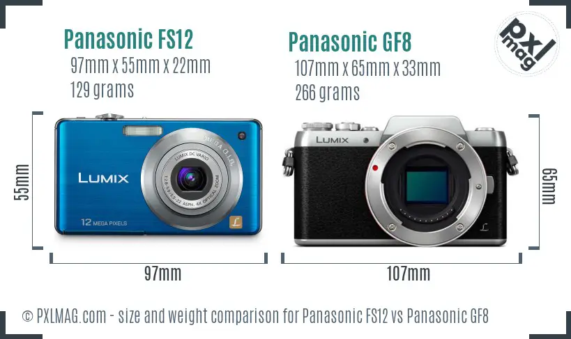 Panasonic FS12 vs Panasonic GF8 size comparison