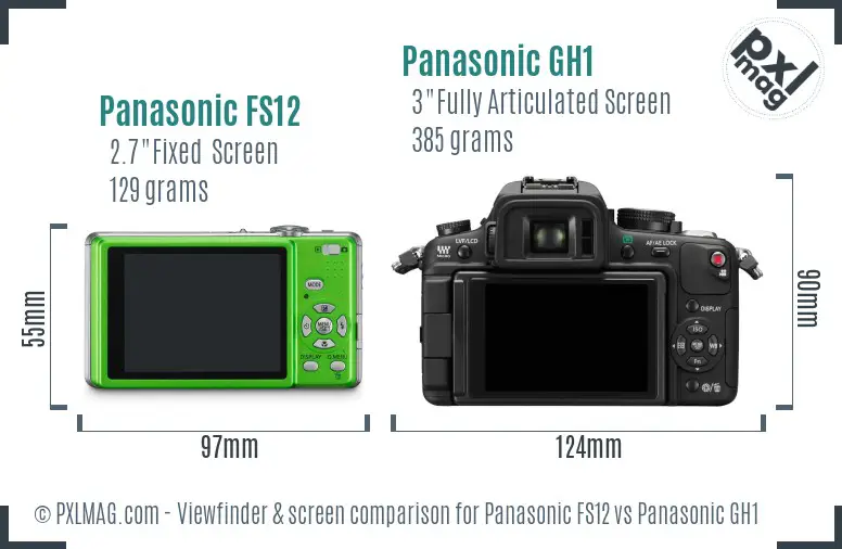 Panasonic FS12 vs Panasonic GH1 Screen and Viewfinder comparison