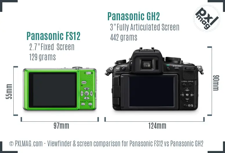 Panasonic FS12 vs Panasonic GH2 Screen and Viewfinder comparison Panasonic FS12 vs Panasonic GH2 Screen and Viewfinder comparison