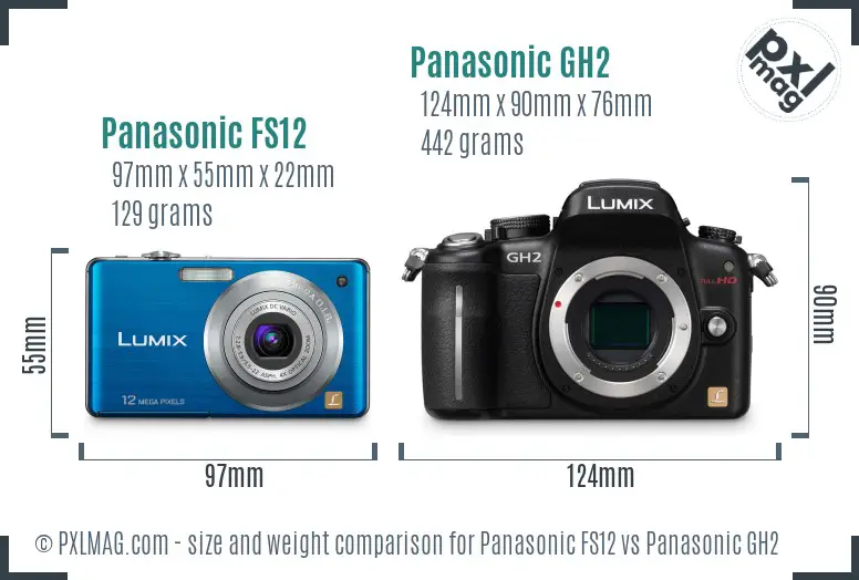 Panasonic FS12 vs Panasonic GH2 size comparison Panasonic FS12 vs Panasonic GH2 size comparison