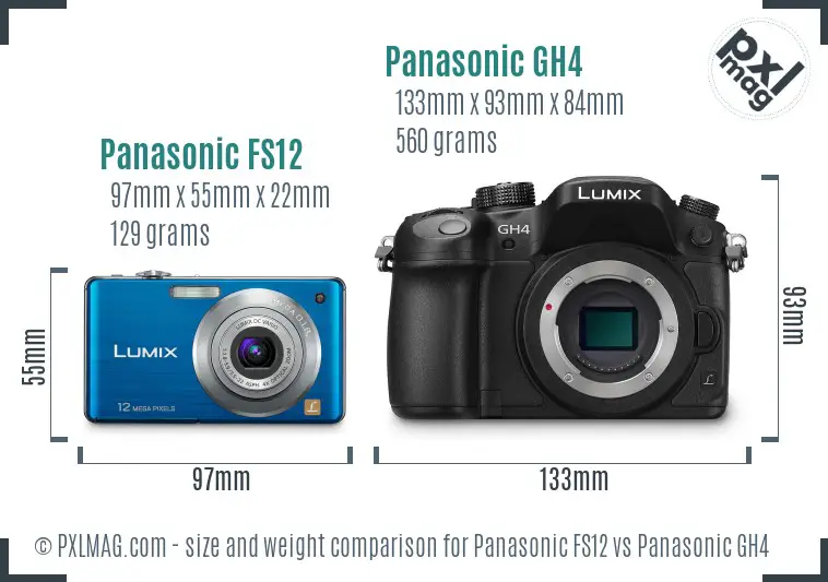 Panasonic FS12 vs Panasonic GH4 size comparison Panasonic FS12 vs Panasonic GH4 size comparison