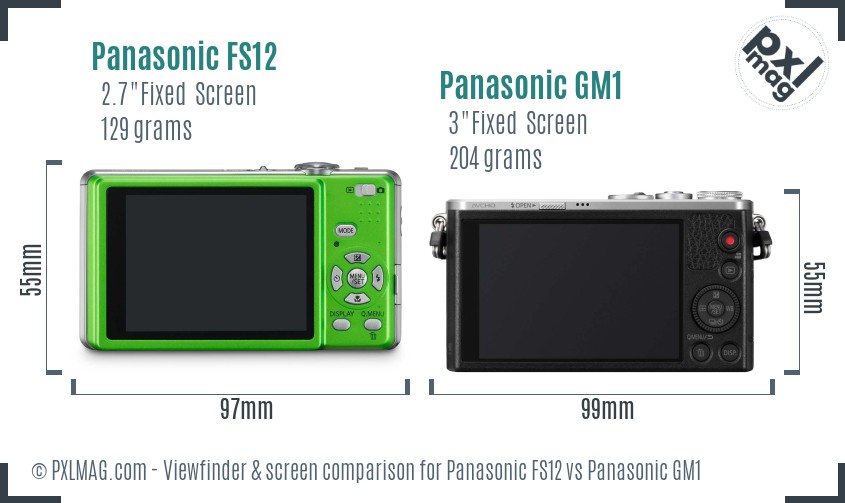 Panasonic FS12 vs Panasonic GM1 Screen and Viewfinder comparison