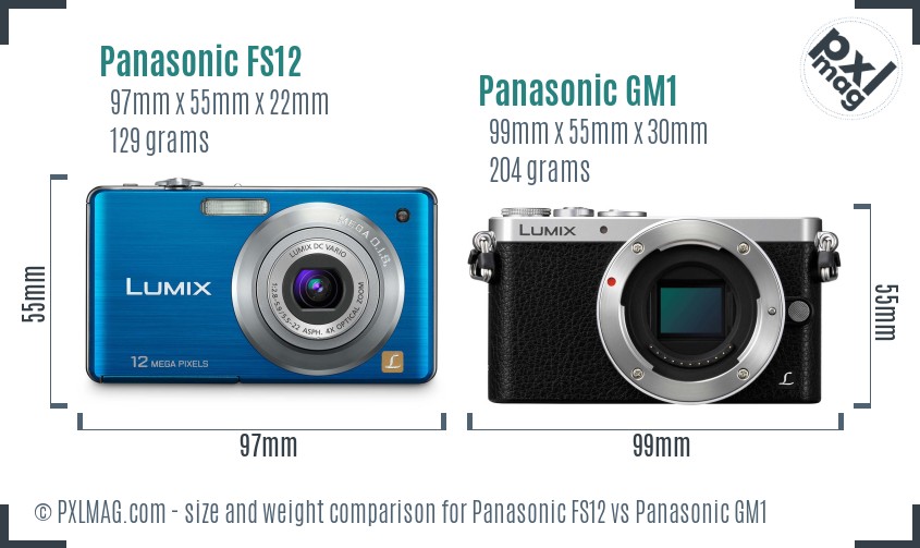 Panasonic FS12 vs Panasonic GM1 size comparison Panasonic FS12 vs Panasonic GM1 size comparison