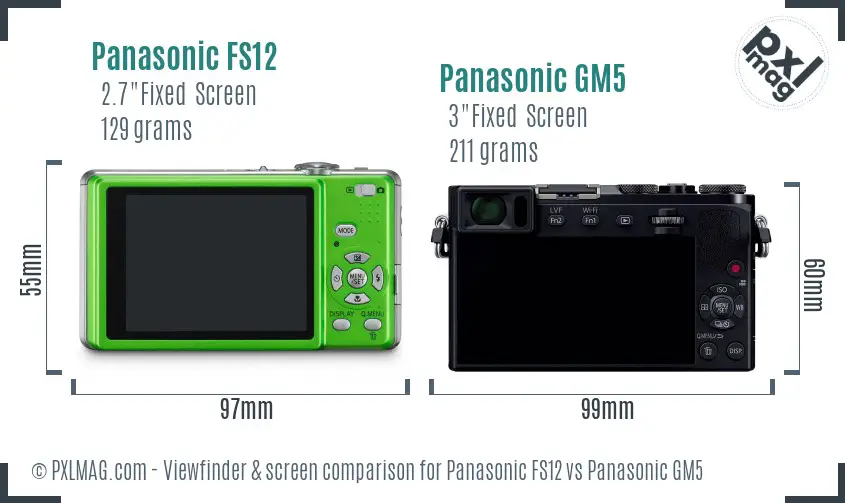 Panasonic FS12 vs Panasonic GM5 Screen and Viewfinder comparison