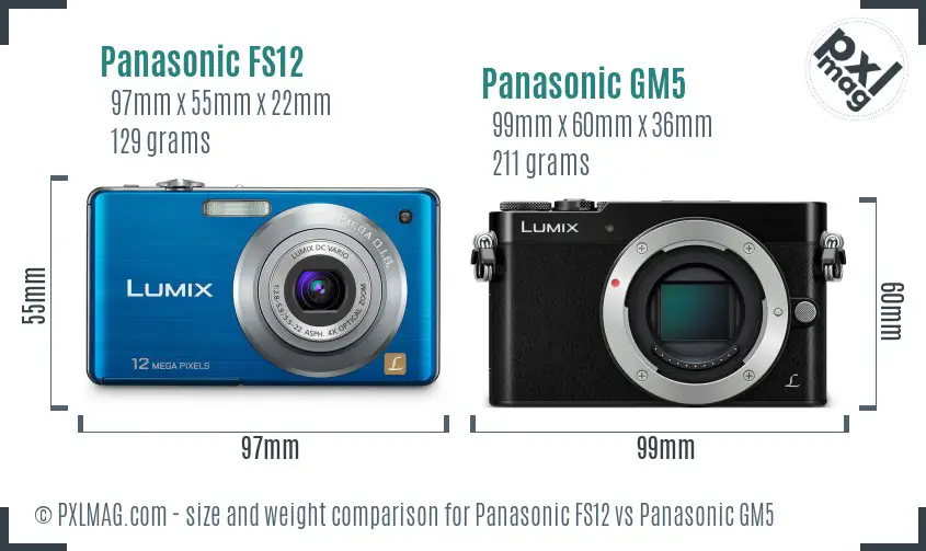 Panasonic FS12 vs Panasonic GM5 size comparison