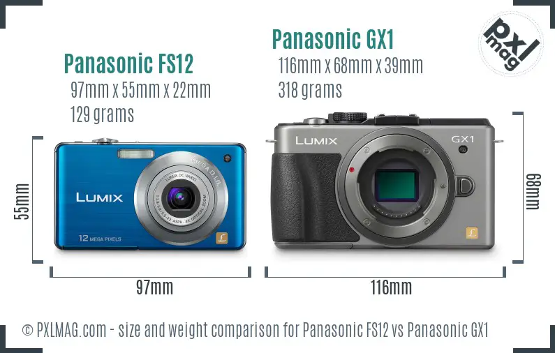 Panasonic FS12 vs Panasonic GX1 size comparison