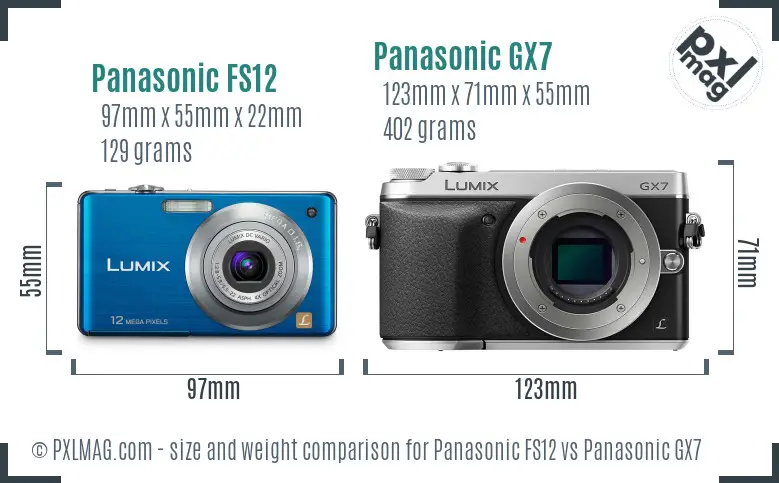 Panasonic FS12 vs Panasonic GX7 size comparison