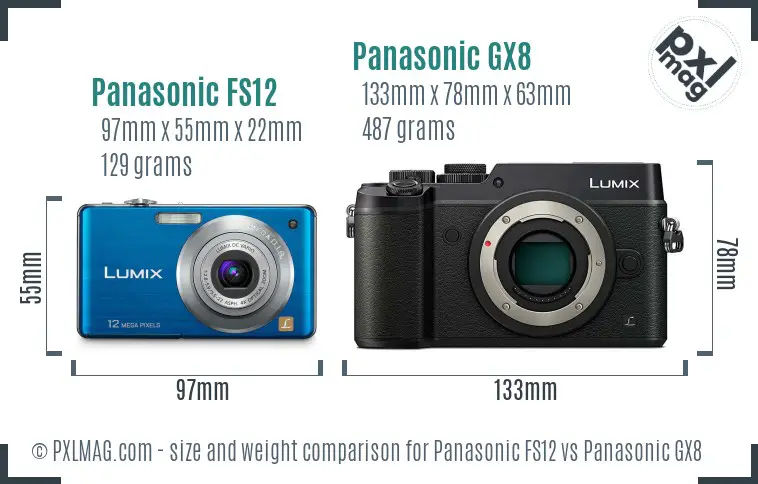 Panasonic FS12 vs Panasonic GX8 size comparison Panasonic FS12 vs Panasonic GX8 size comparison